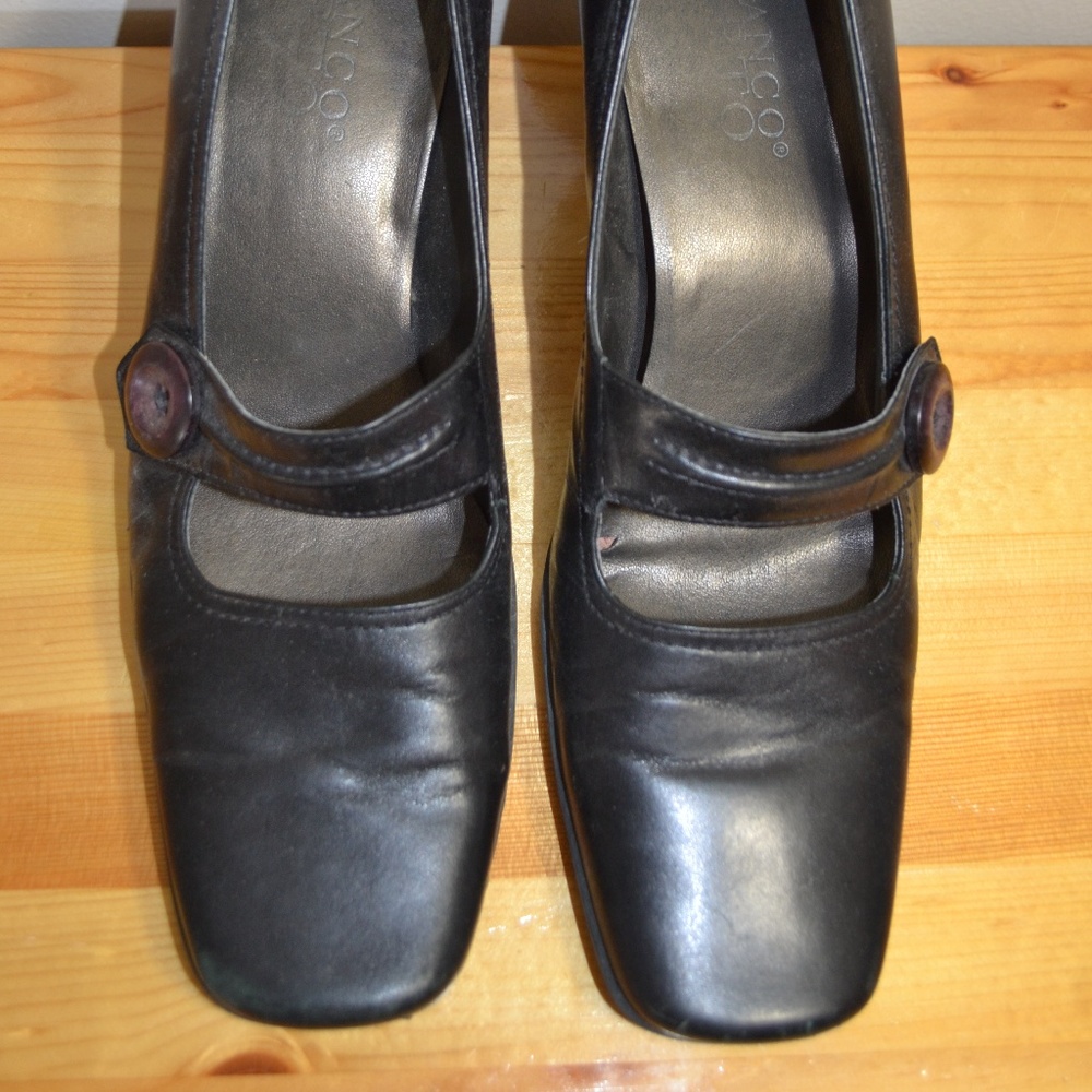 Franco Sarto black square-toe Mary Jane heels
